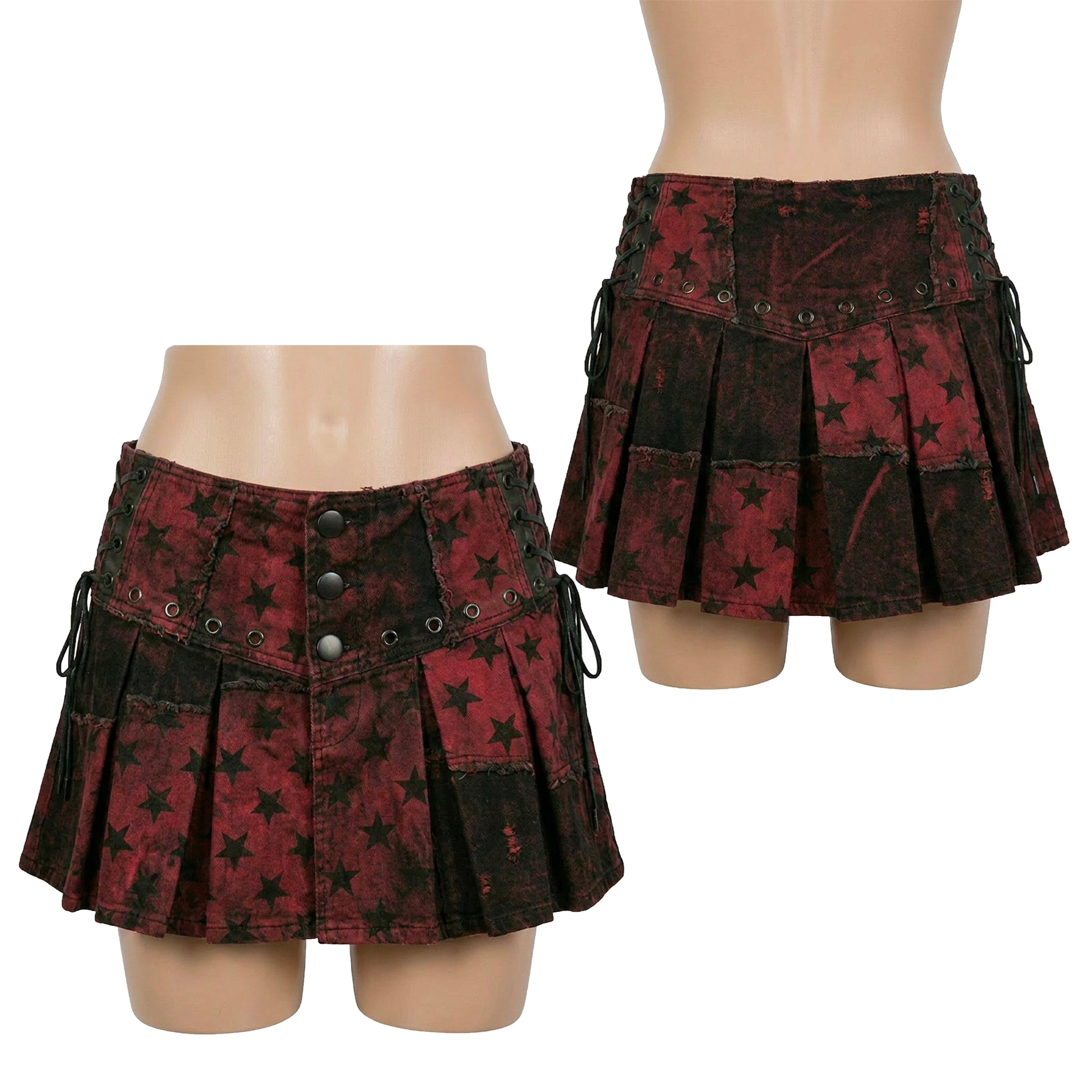 Custom Chop Shop Dress Wornstar Custom Skirt - Crimson Dawn Skye - Pleated