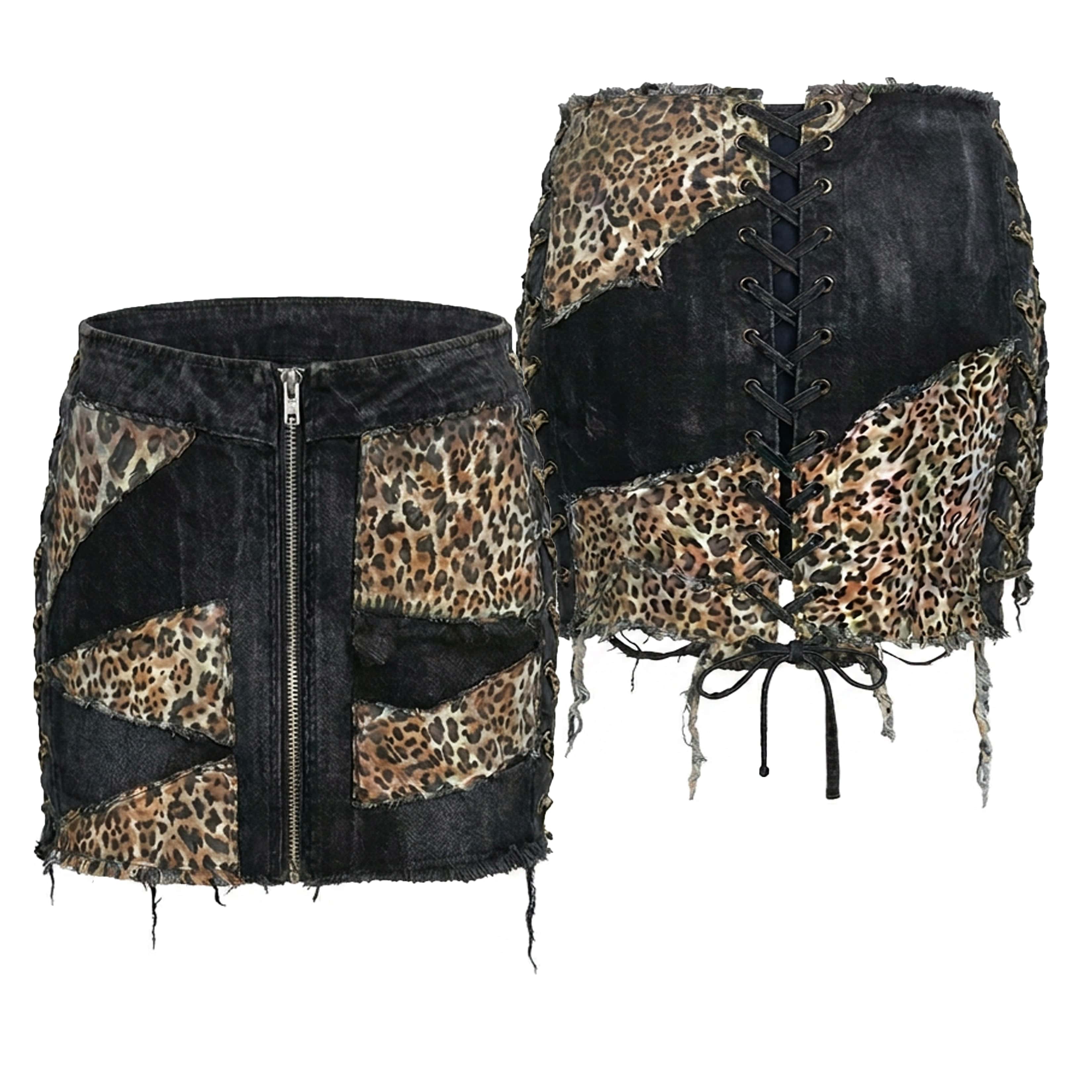 Custom Chop Shop Dress Wornstar Custom Skirt - Leopard - Lace Up