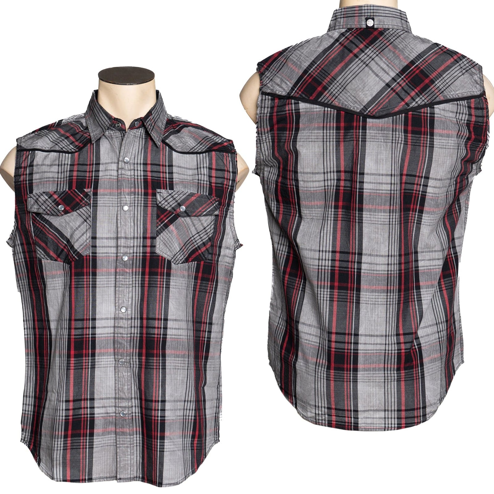 Custom Chop Shop Button Down Wornstar Custom Sleeveless - Asphalt Shirt