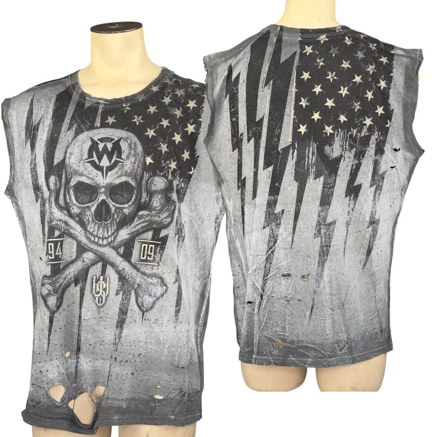 Custom Chop Shop T-Shirt Wornstar Custom - Sleeveless Cut Tee - Black Flag - Ready to Ship