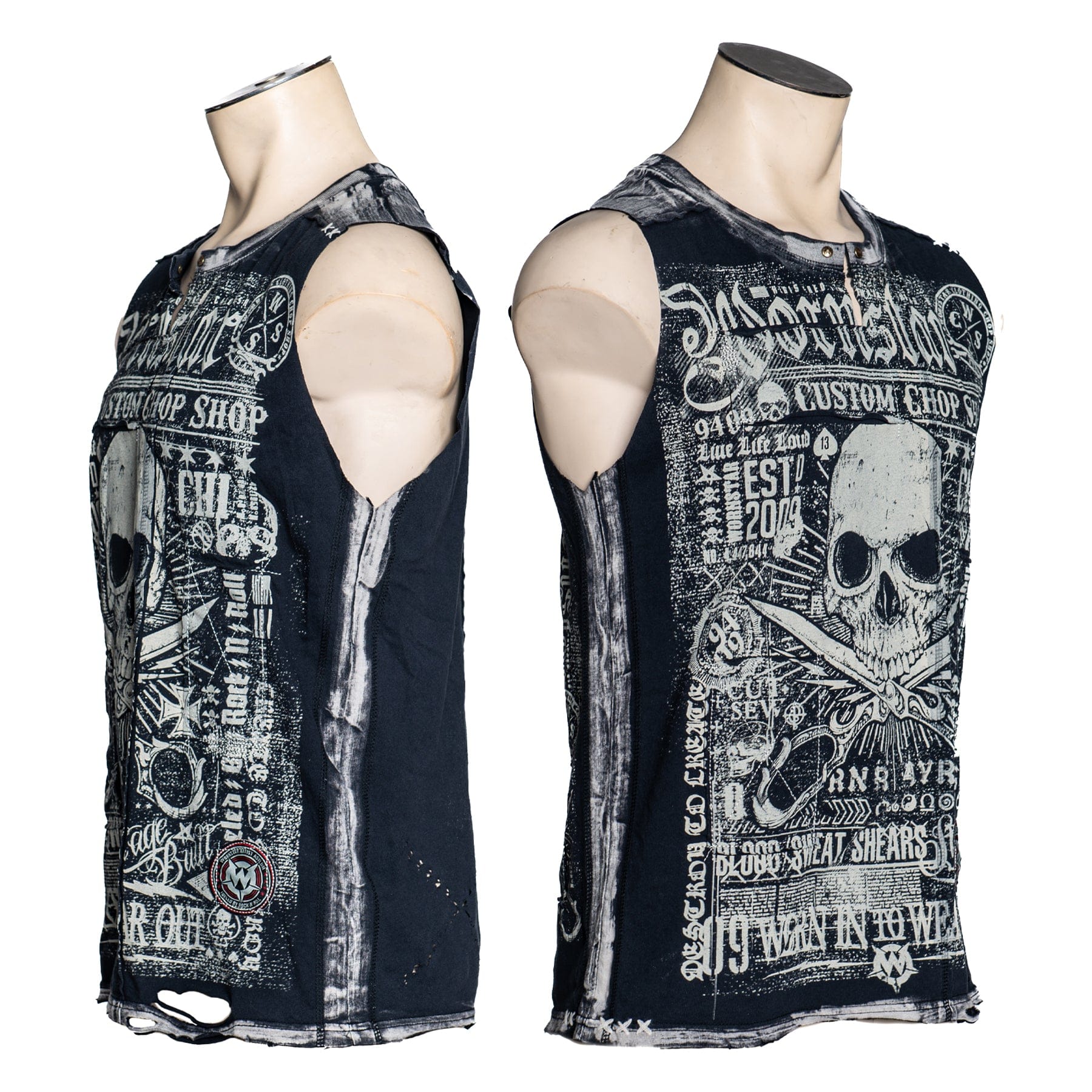 Custom Chop Shop T-Shirt Wornstar Custom - Sleeveless Cut Tee - Blood Sweat and Shears - Ready to Ship - 2XL