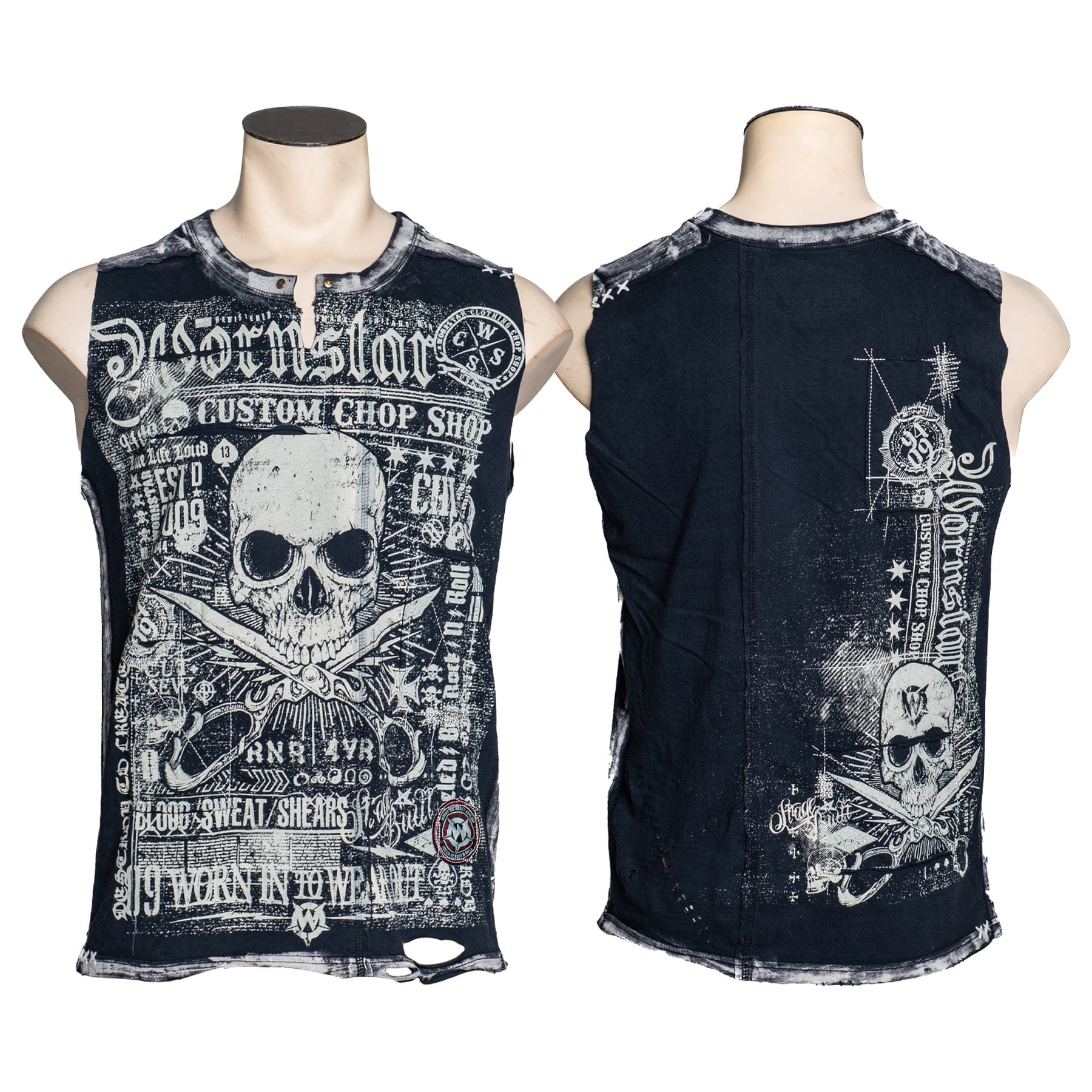 Custom Chop Shop T-Shirt Wornstar Custom - Sleeveless Cut Tee - Blood Sweat and Shears - Ready to Ship - 2XL