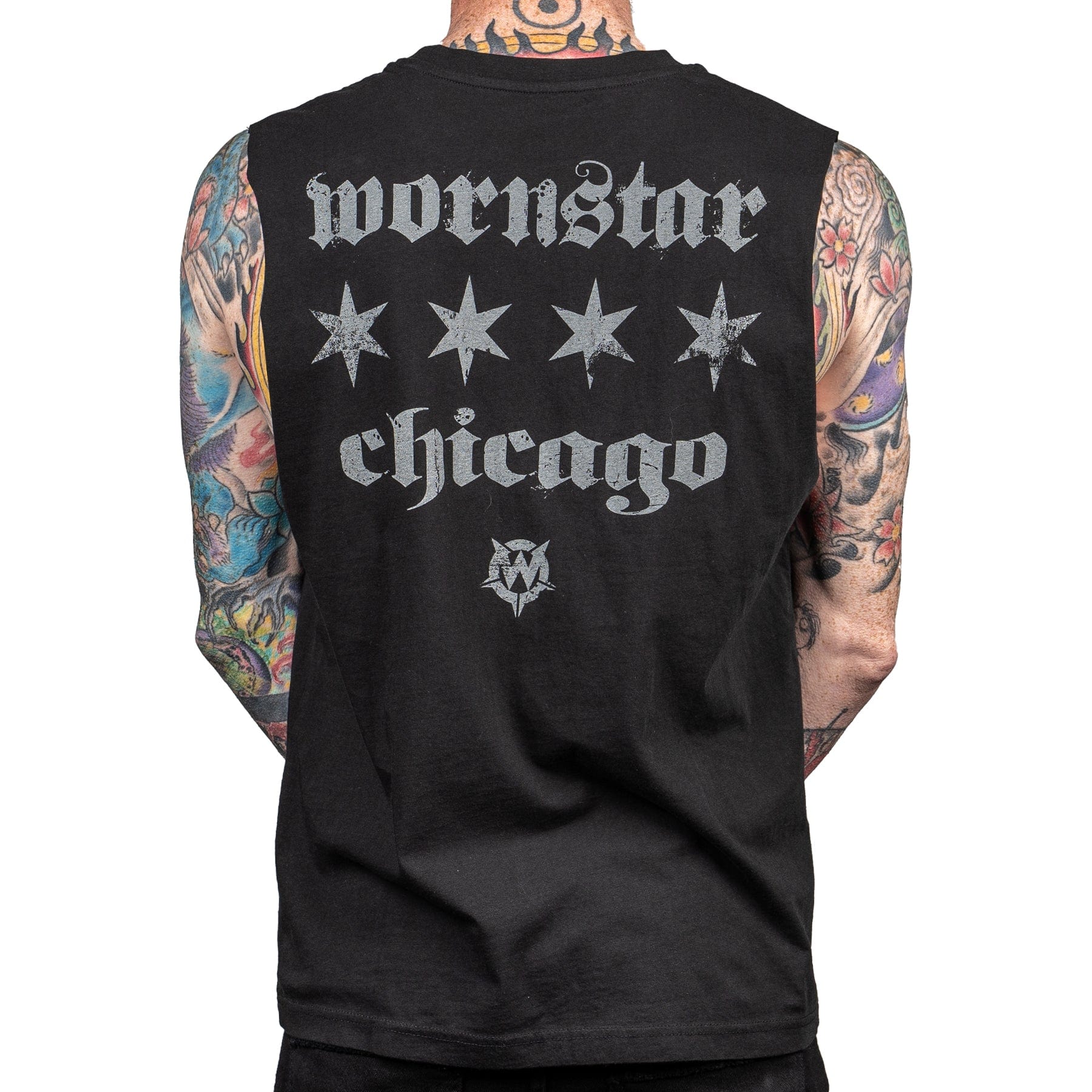 Custom Chop Shop T-Shirt Wornstar Custom - Sleeveless Cut Tee - Wornstar Chicago - Ready to Ship - Large