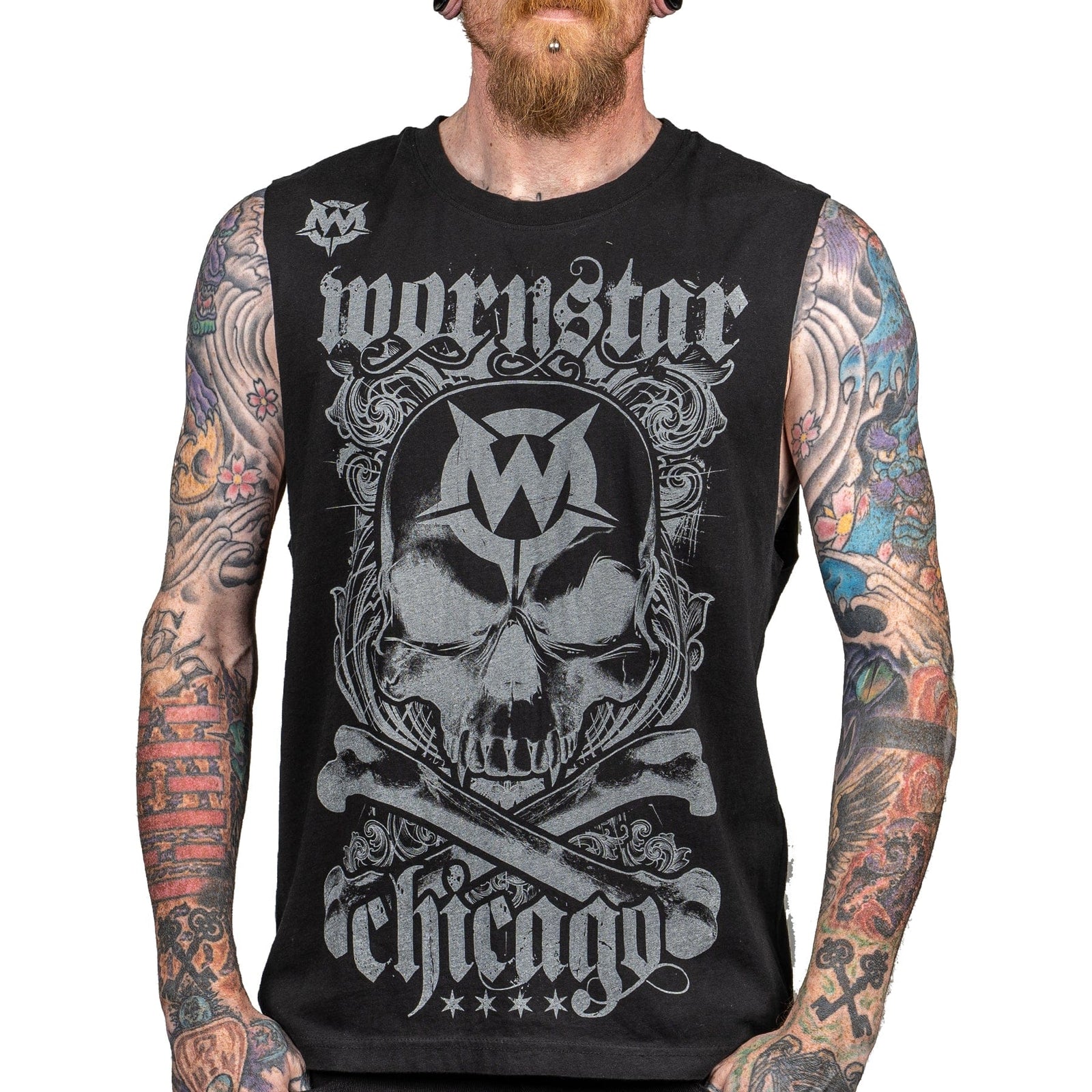 Custom Chop Shop T-Shirt Wornstar Custom - Sleeveless Cut Tee - Wornstar Chicago - Ready to Ship - Large