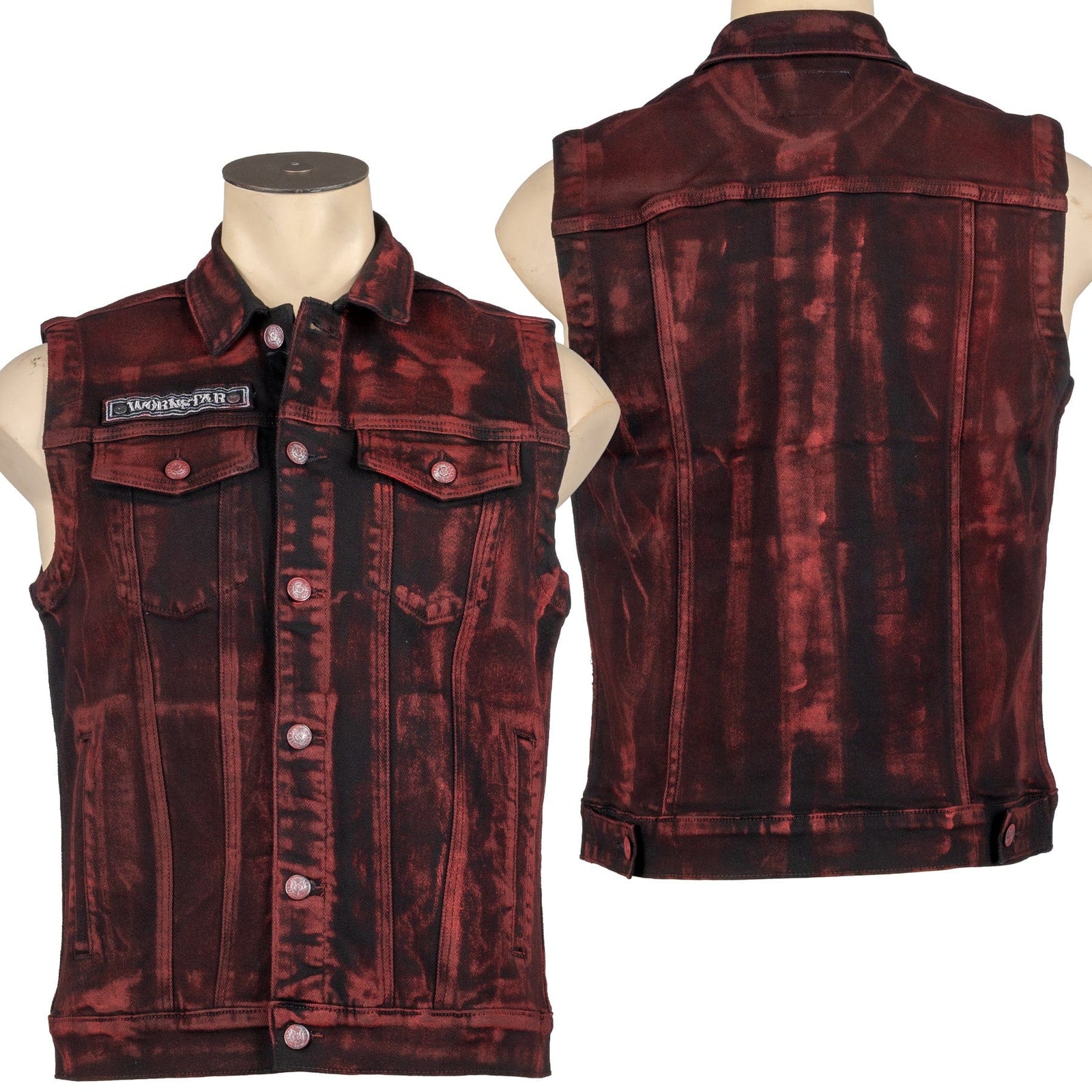 Custom Chop Shop Jacket Wornstar Custom Vest - Black Cherry Alloy Washed