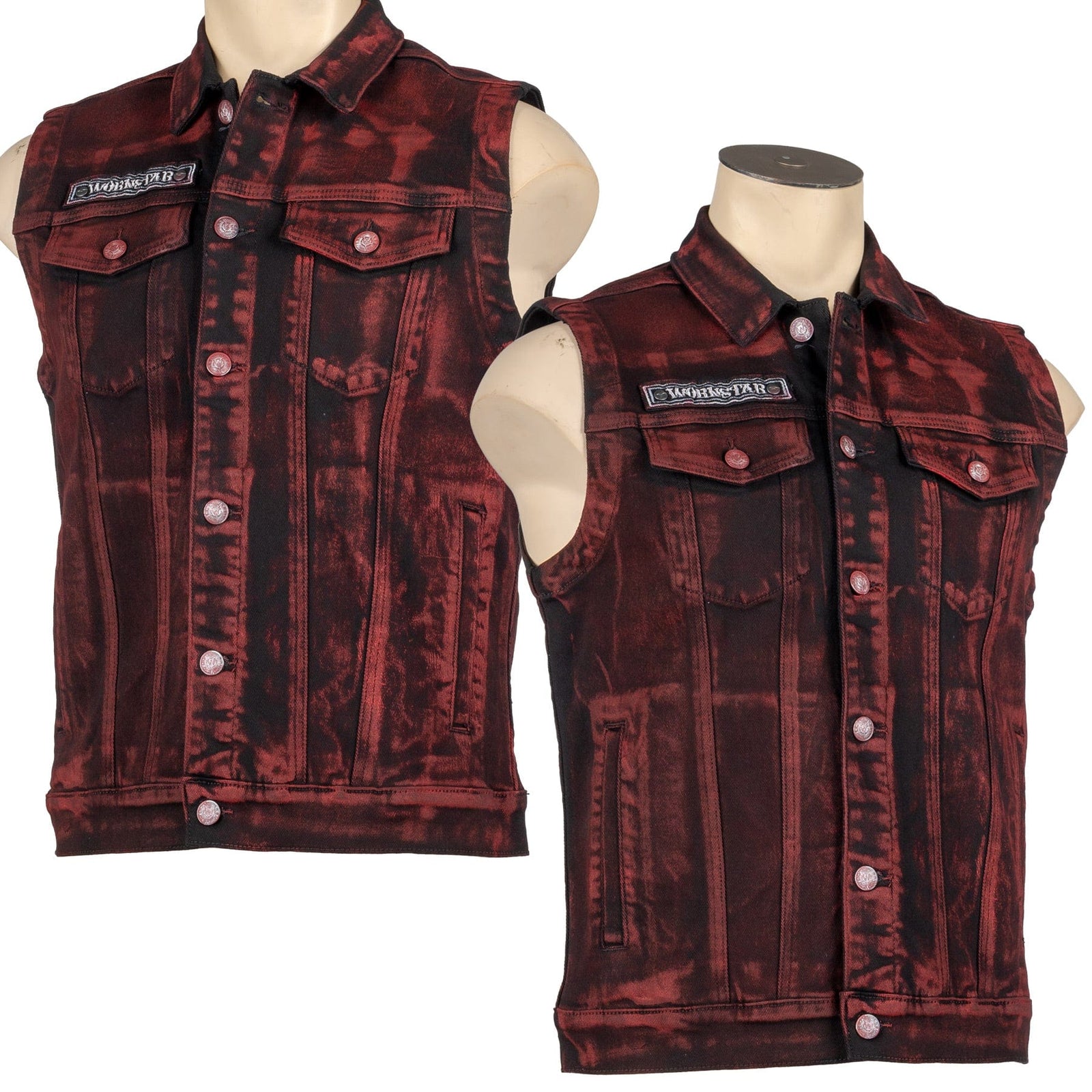 Custom Chop Shop Jacket Wornstar Custom Vest - Black Cherry Alloy Washed