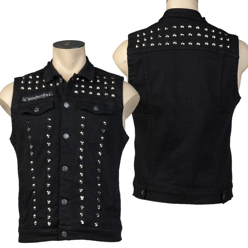 Custom Chop Shop Jacket Wornstar Custom Vest - Black Studded