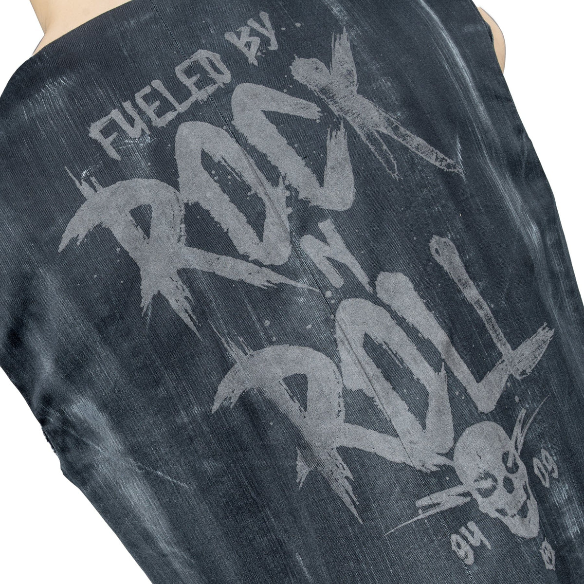 Custom Chop Shop Jacket Wornstar Custom Vest - Brocade Print Reversible - Distressed Gray and Black - Ready to Ship Size XL