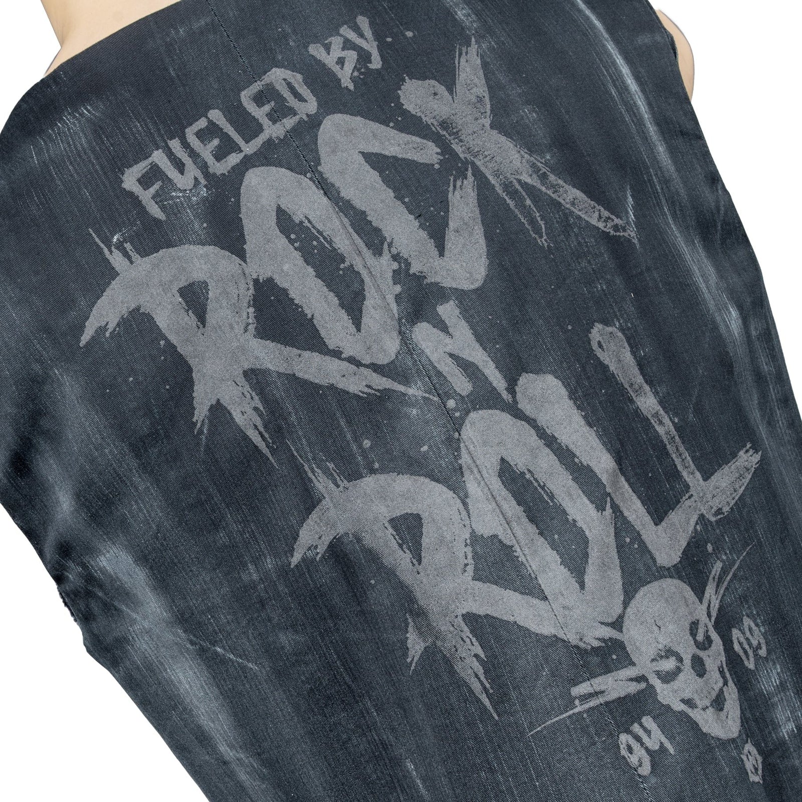 Custom Chop Shop Jacket Wornstar Custom Vest - Brocade Print Reversible - Distressed Gray and Black - Ready to Ship Size XL