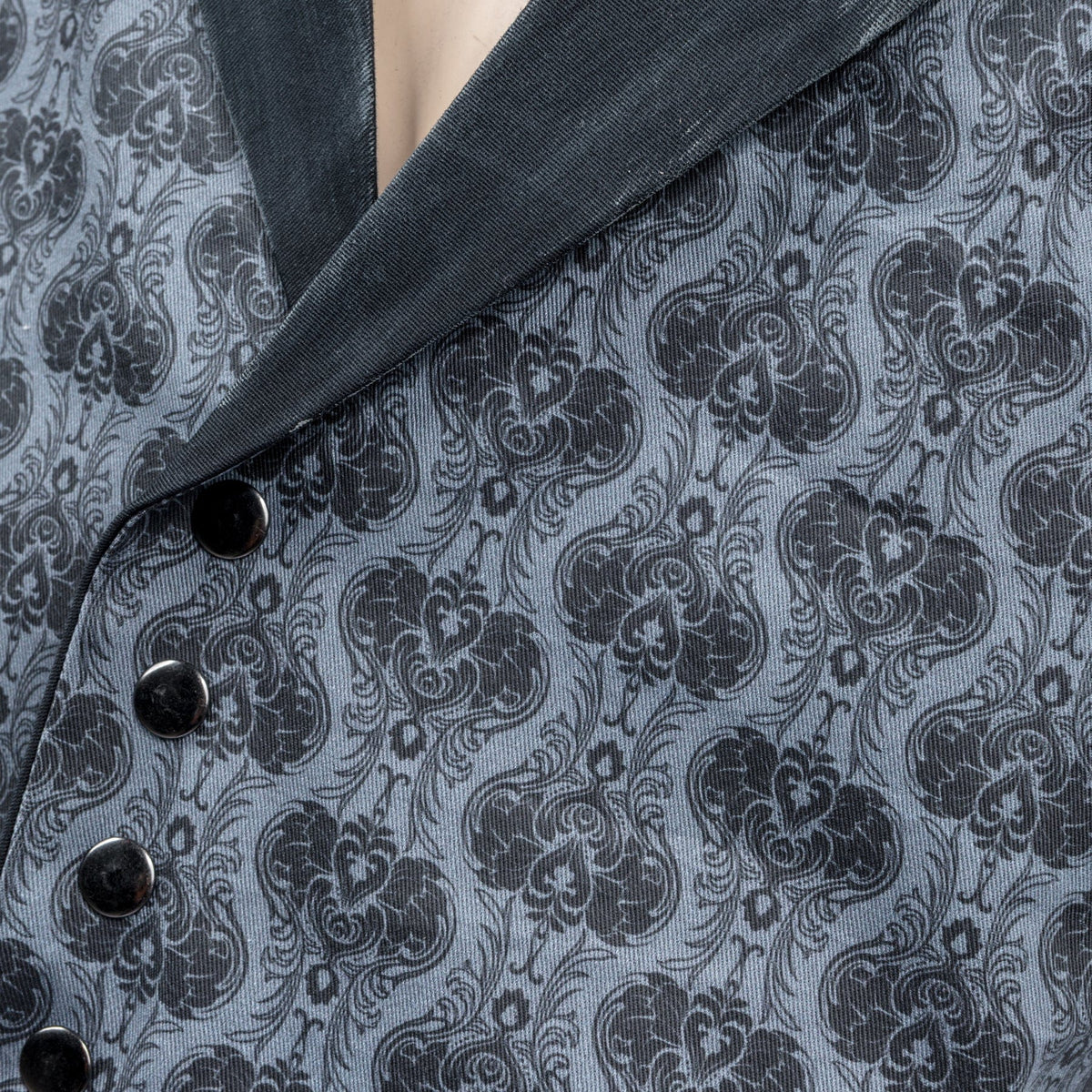 Custom Chop Shop Jacket Wornstar Custom Vest - Brocade Print Reversible - Distressed Gray and Black - Ready to Ship Size XL