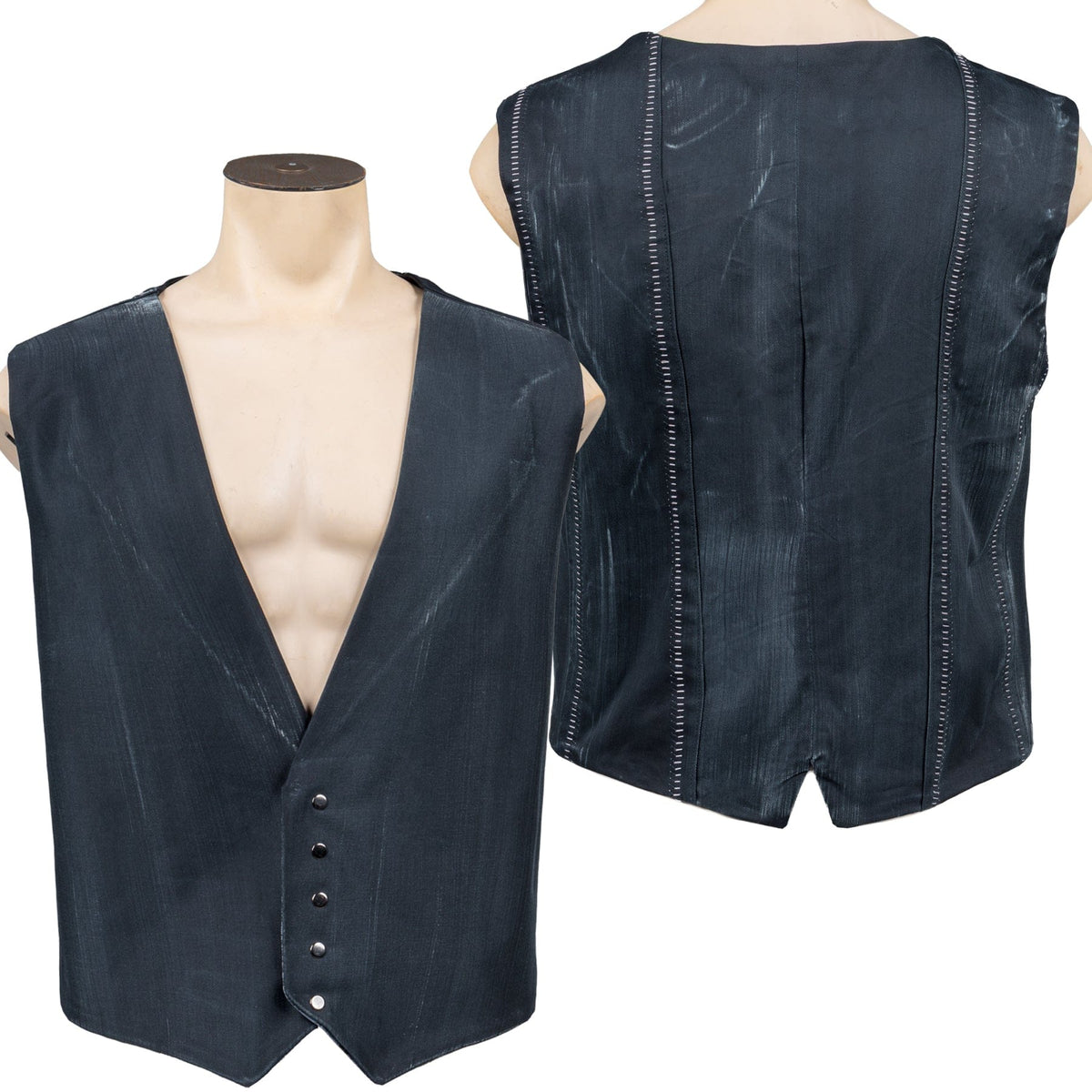 Custom Chop Shop Jacket Wornstar Custom Vest - Brocade Print Reversible - Distressed Gray and Black - Ready to Ship Size XL