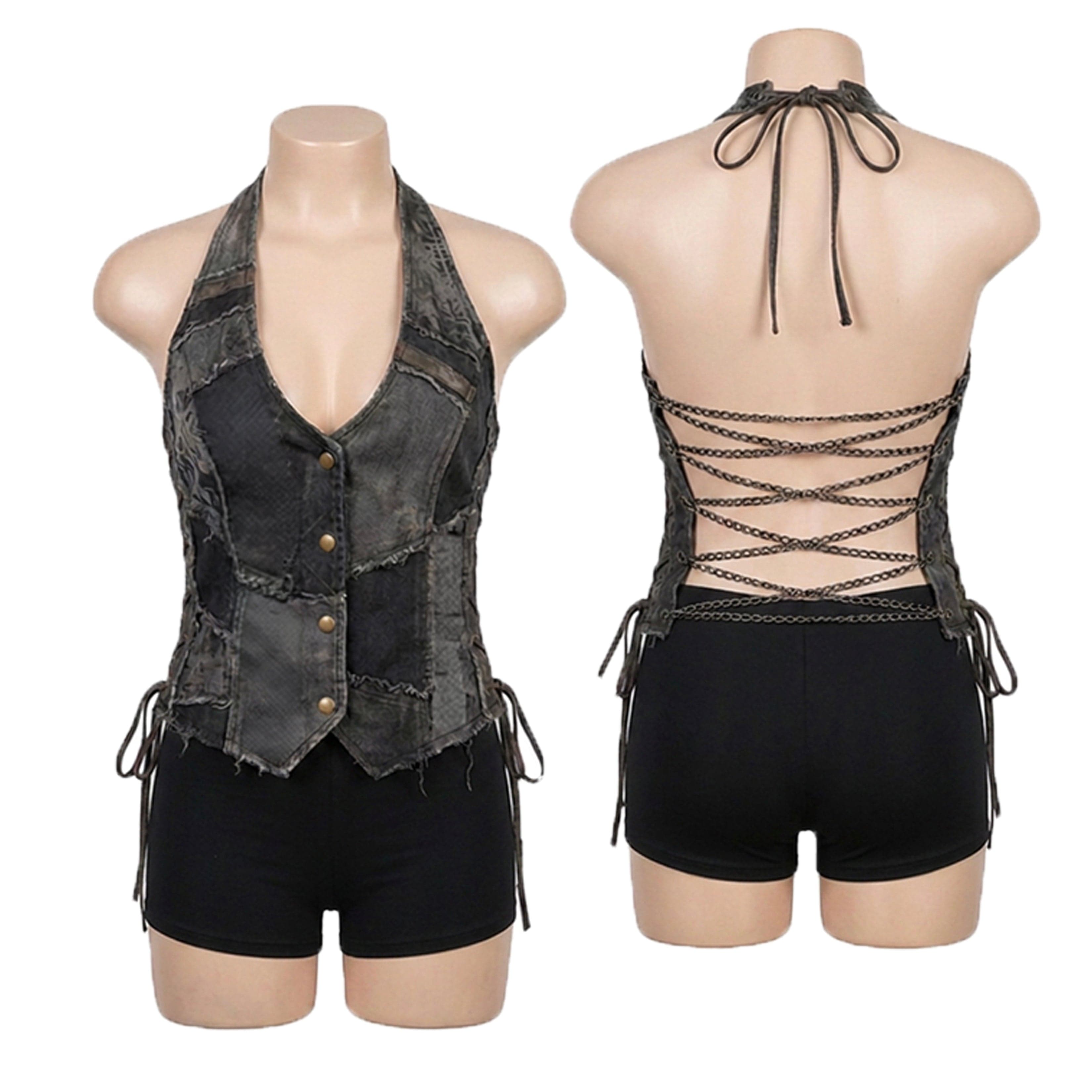 Custom Chop Shop Jacket Wornstar Custom Vest - Chaines - Halter Top