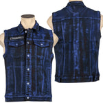 Custom Chop Shop Jacket Wornstar Custom Vest - Cobalt Blue Alloy Washed