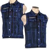 Custom Chop Shop Jacket Wornstar Custom Vest - Cobalt Blue Alloy Washed