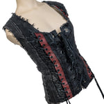 Custom Chop Shop Jacket Wornstar Custom Vest -Denim and Leather Corset - Live Life Loud