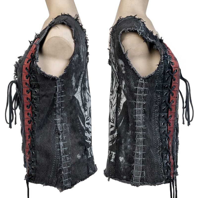 Custom Chop Shop Jacket Wornstar Custom Vest -Denim and Leather Corset - Live Life Loud