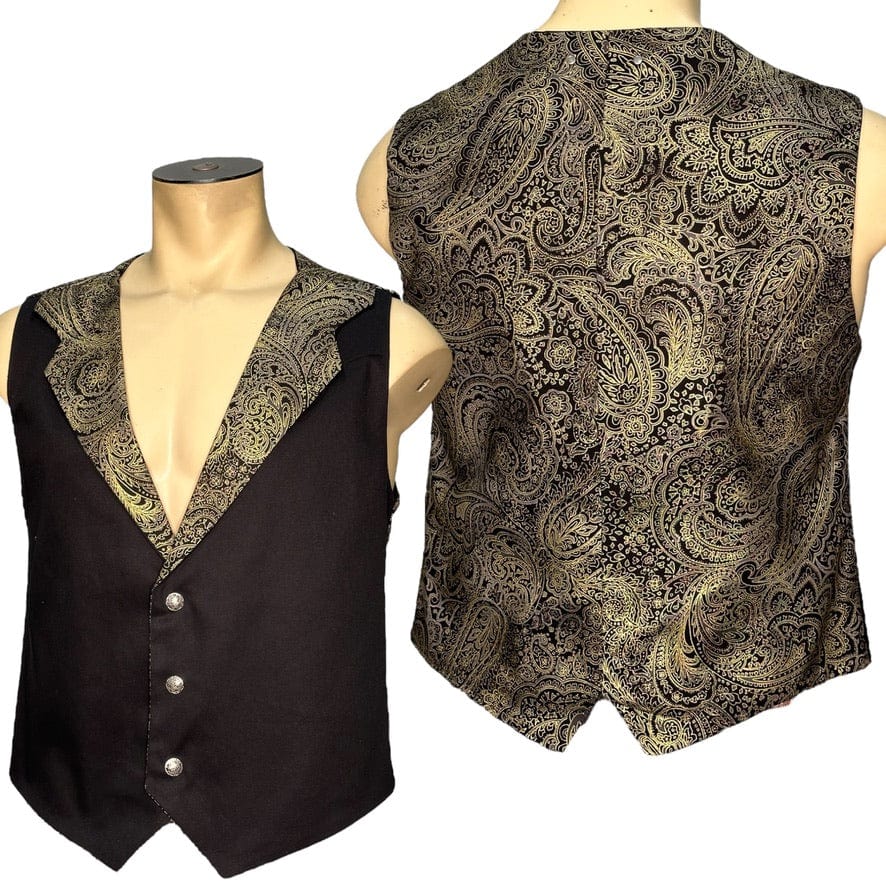 Custom Chop Shop Jacket Wornstar Custom Vest - Gold Paisley - Ready to ship - Size Medium