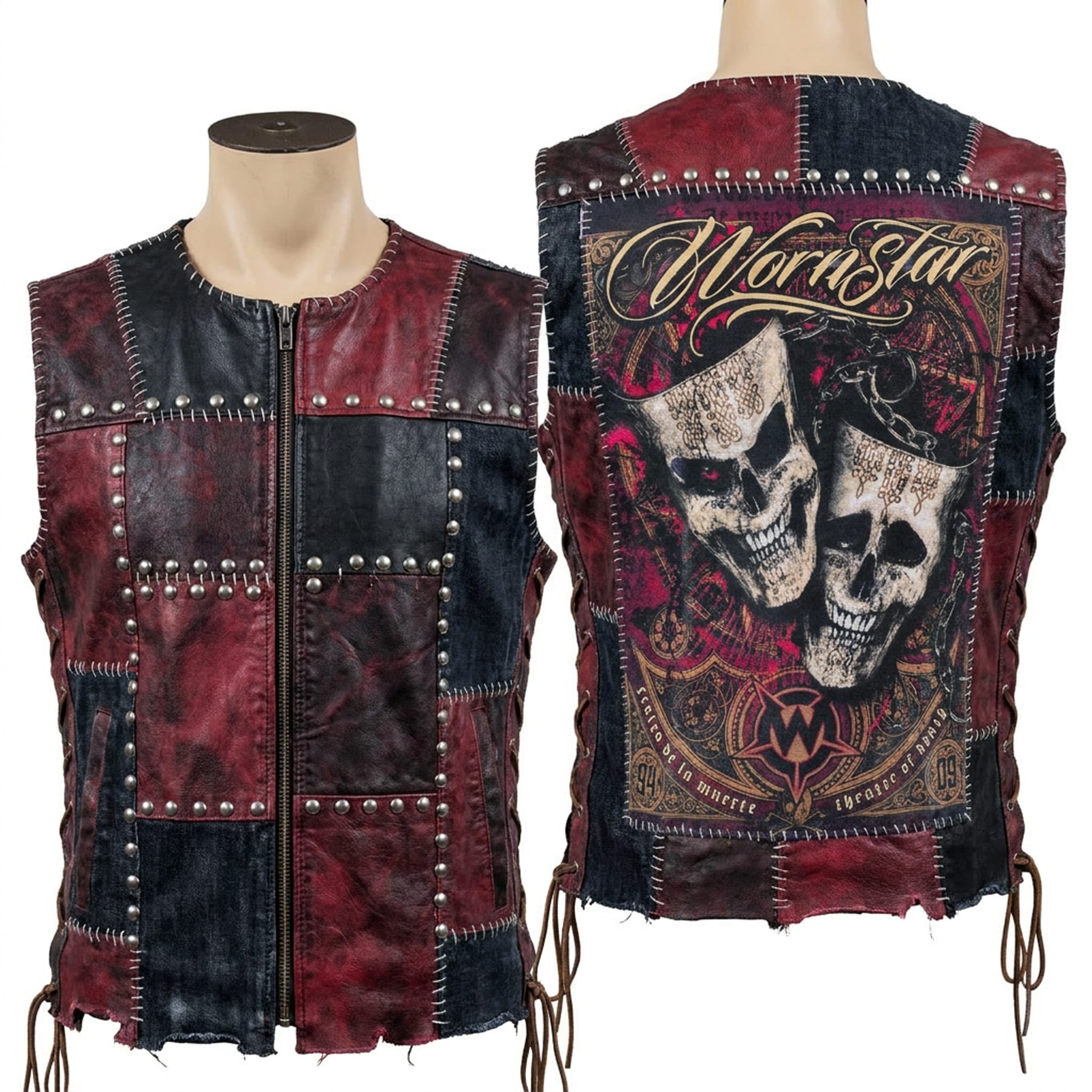 Custom Chop Shop Jacket Wornstar Custom Vest - Muerte - Studded