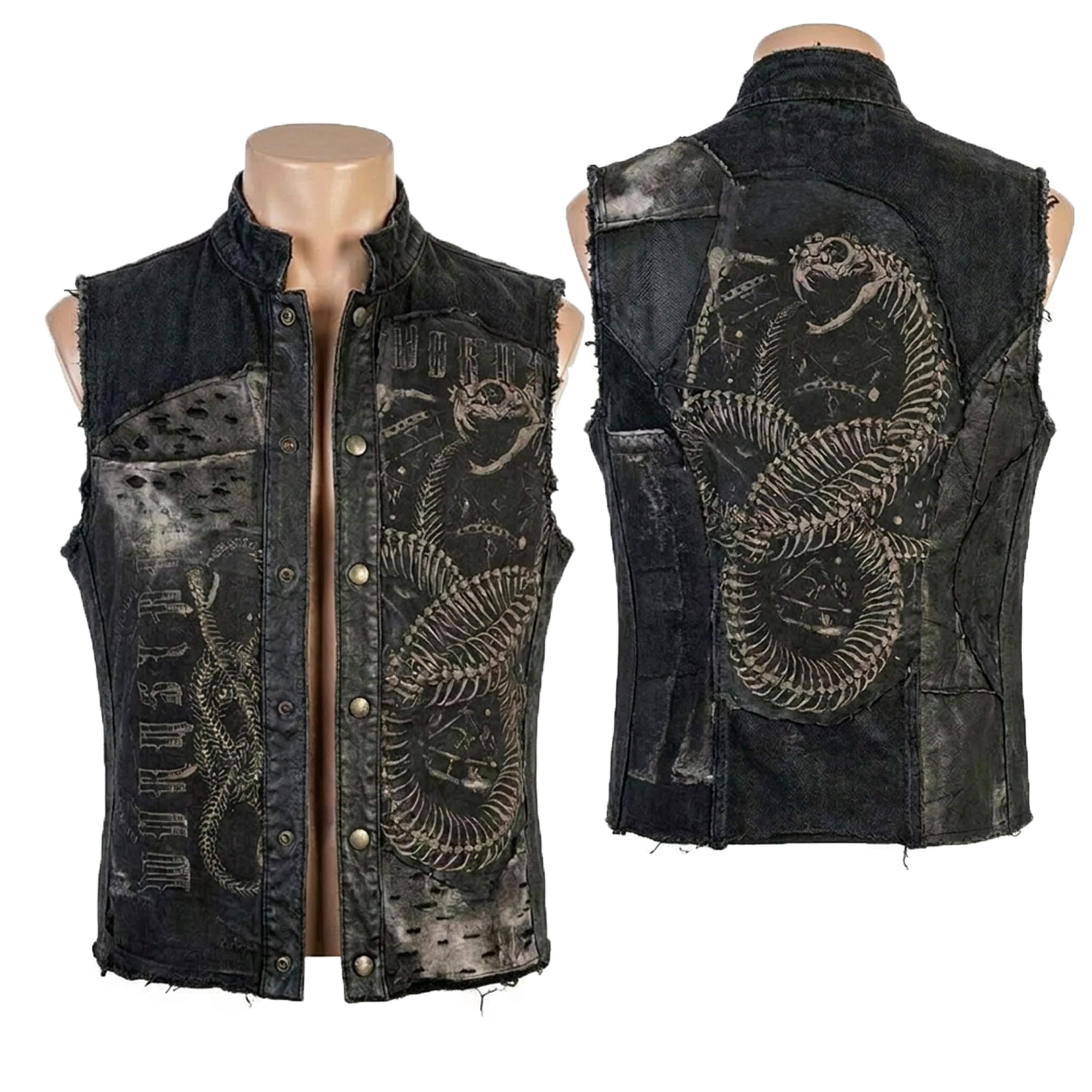 Custom Chop Shop Jacket Wornstar Custom Vest - Ouroboros - Snap Up