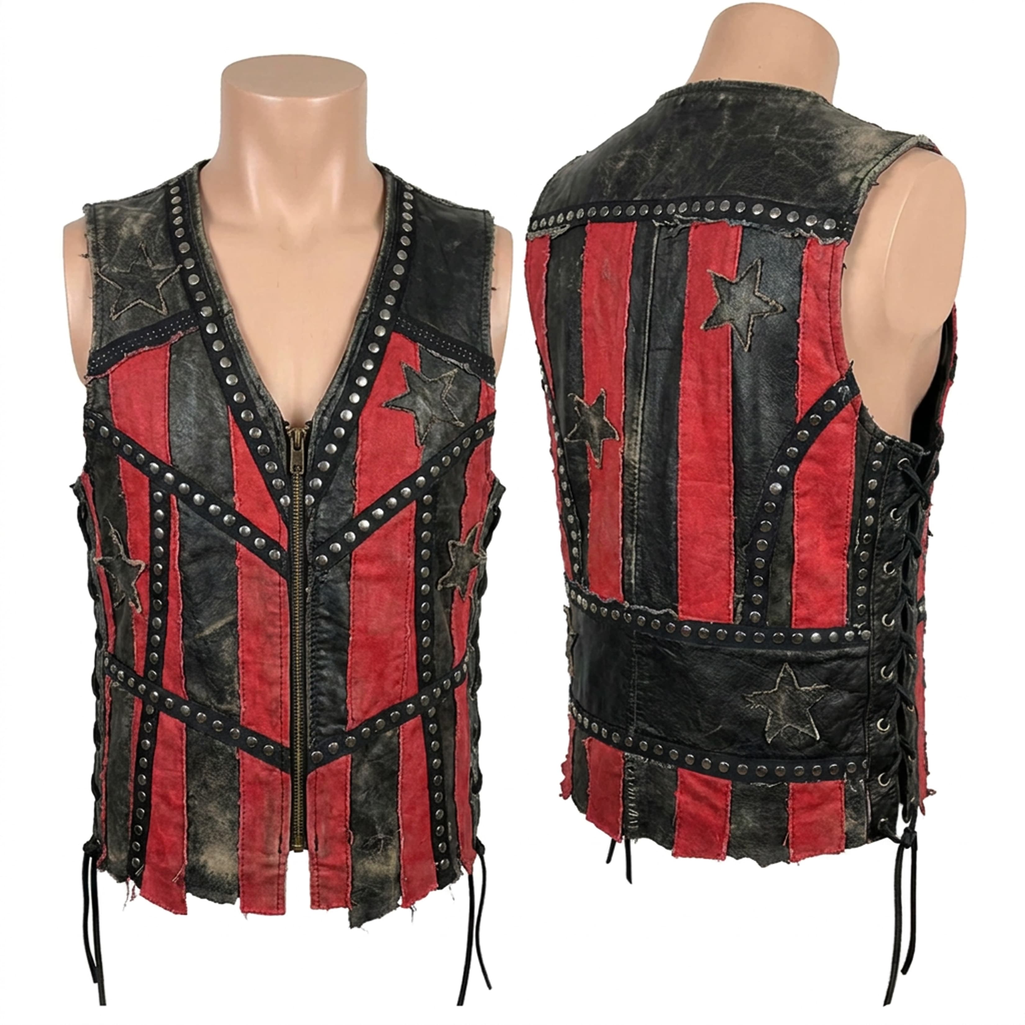 Custom Chop Shop Jacket Wornstar Custom Vest - Paradox - Red and Black