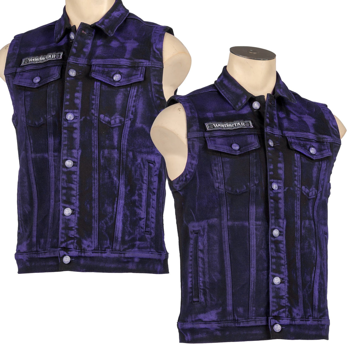 Custom Chop Shop Jacket Wornstar Custom Vest - Purple Haze Alloy Washed