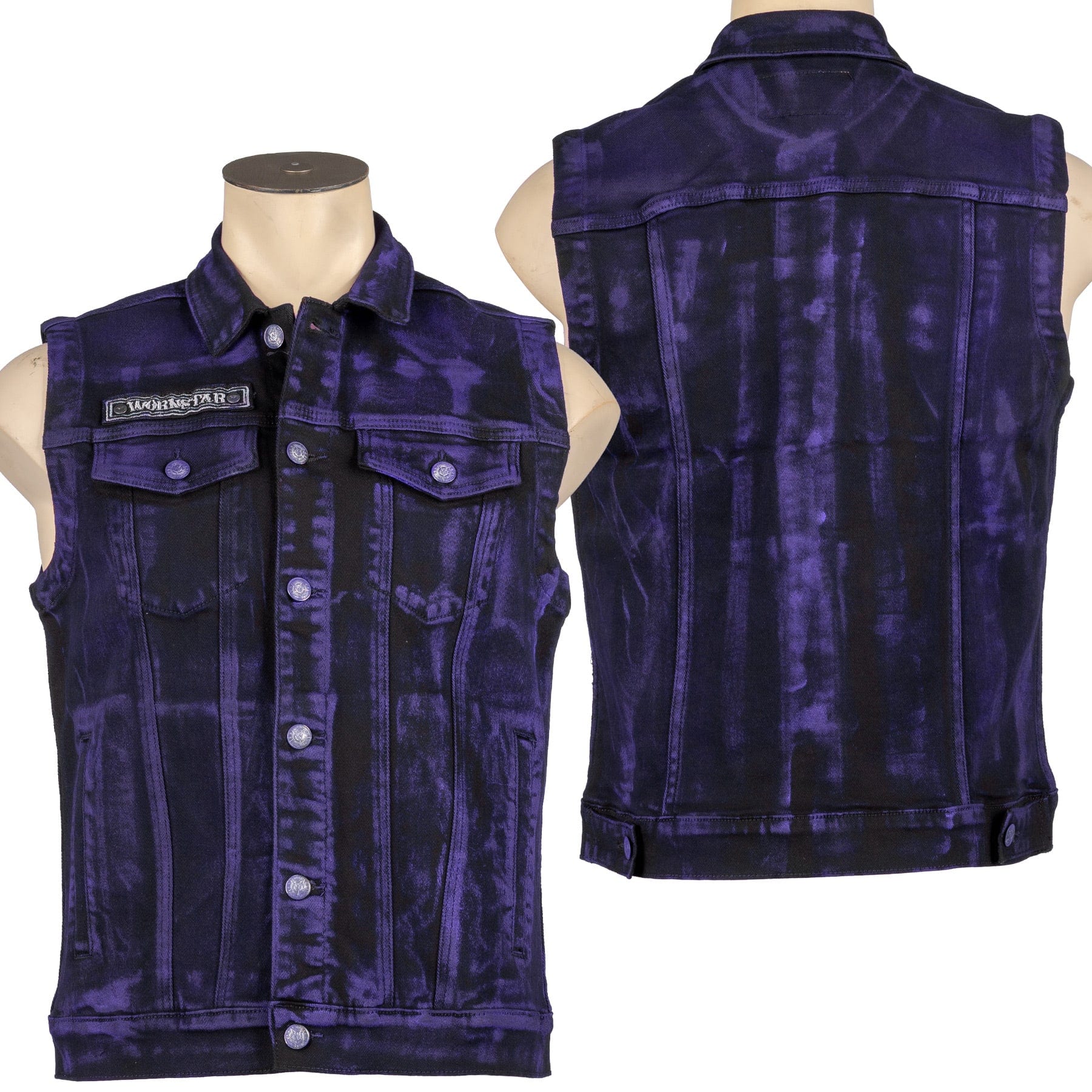 Custom Chop Shop Jacket Wornstar Custom Vest - Purple Haze Alloy Washed