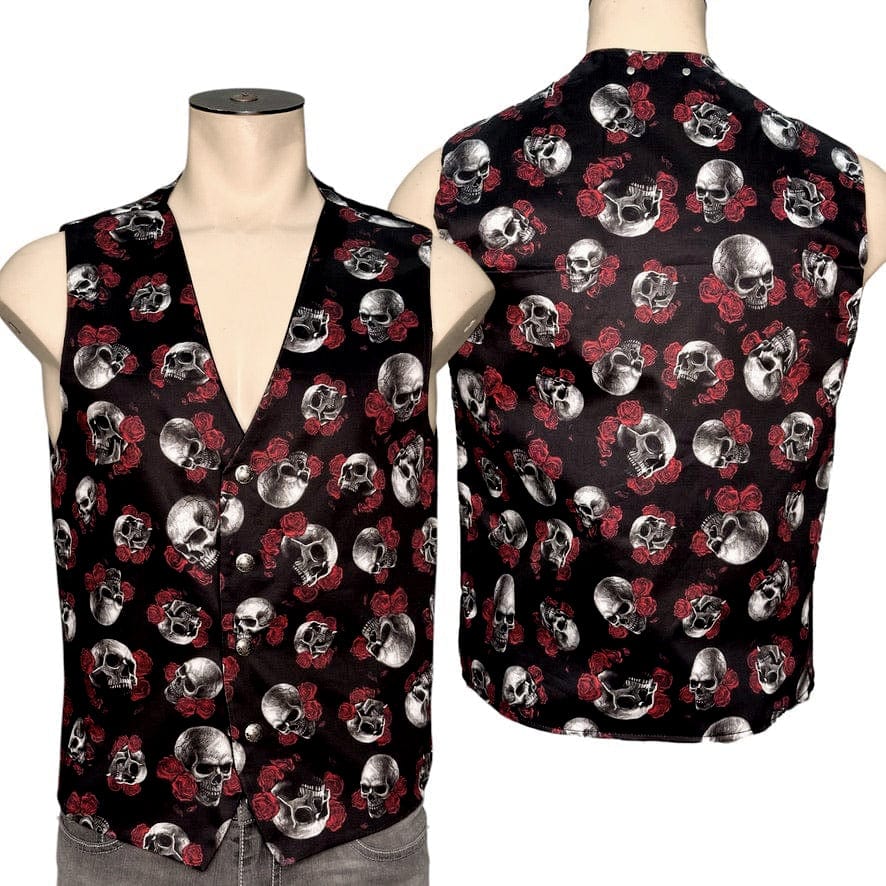 Custom Chop Shop Jacket Wornstar Custom Vest - Skulls and Roses