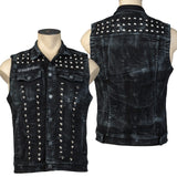 Custom Chop Shop Jacket Wornstar Custom Vest - Smoke Washed Studded