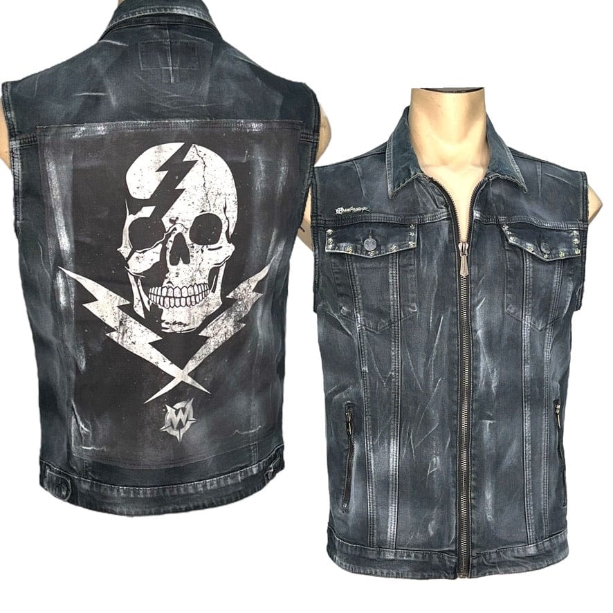 Custom Chop Shop Jacket Wornstar Custom Vest - Thunderstruck - Ready to ship - Size Large