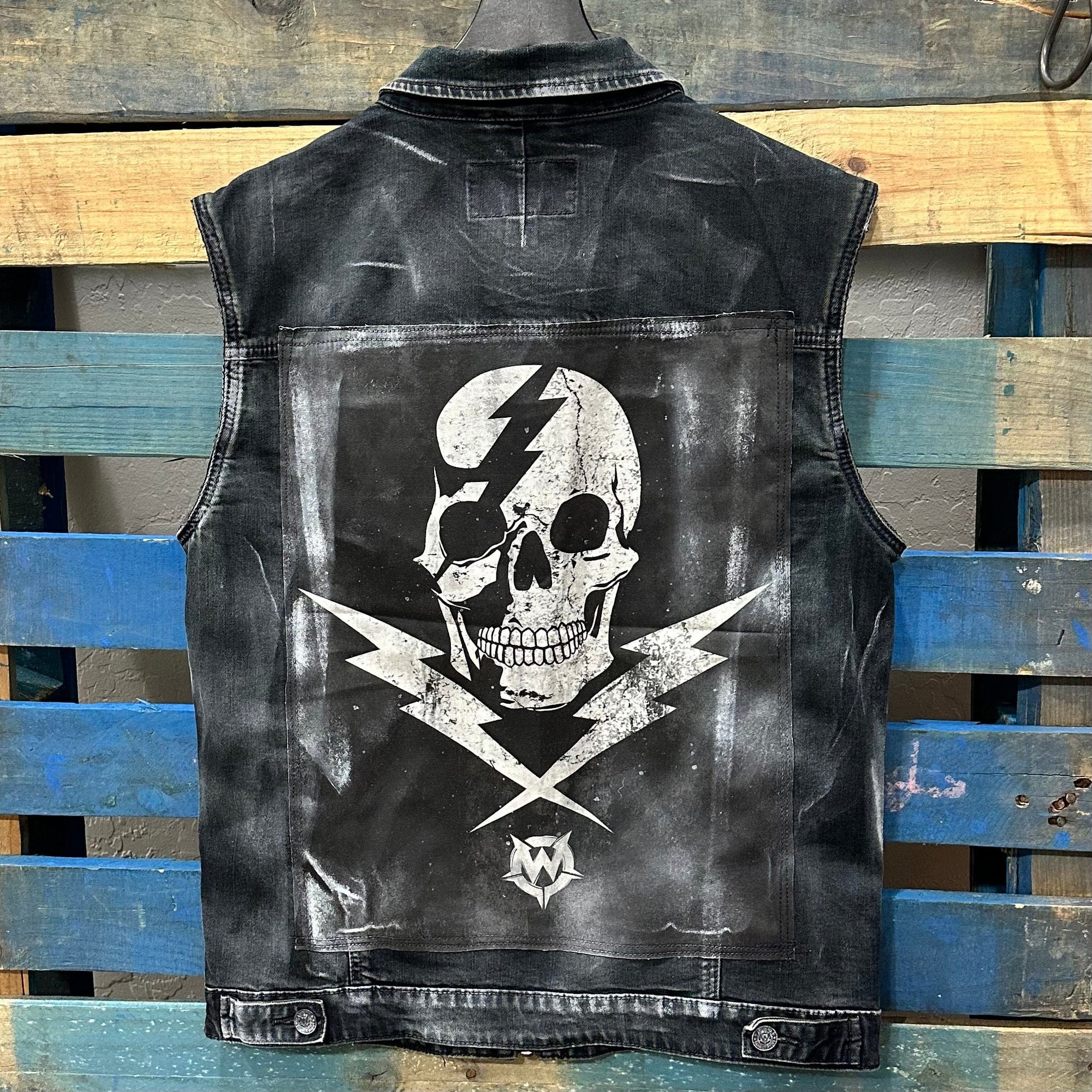 Custom Chop Shop Jacket Wornstar Custom Vest - Thunderstruck - Ready to ship - Size Large