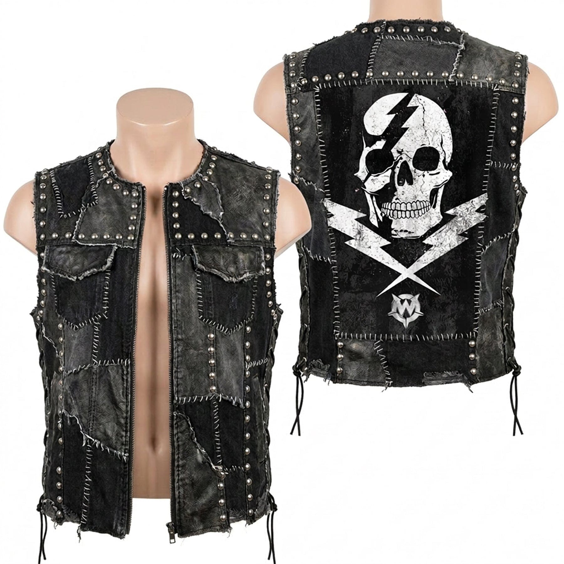 Custom Chop Shop Jacket Wornstar Custom Vest - Thunderstruck White