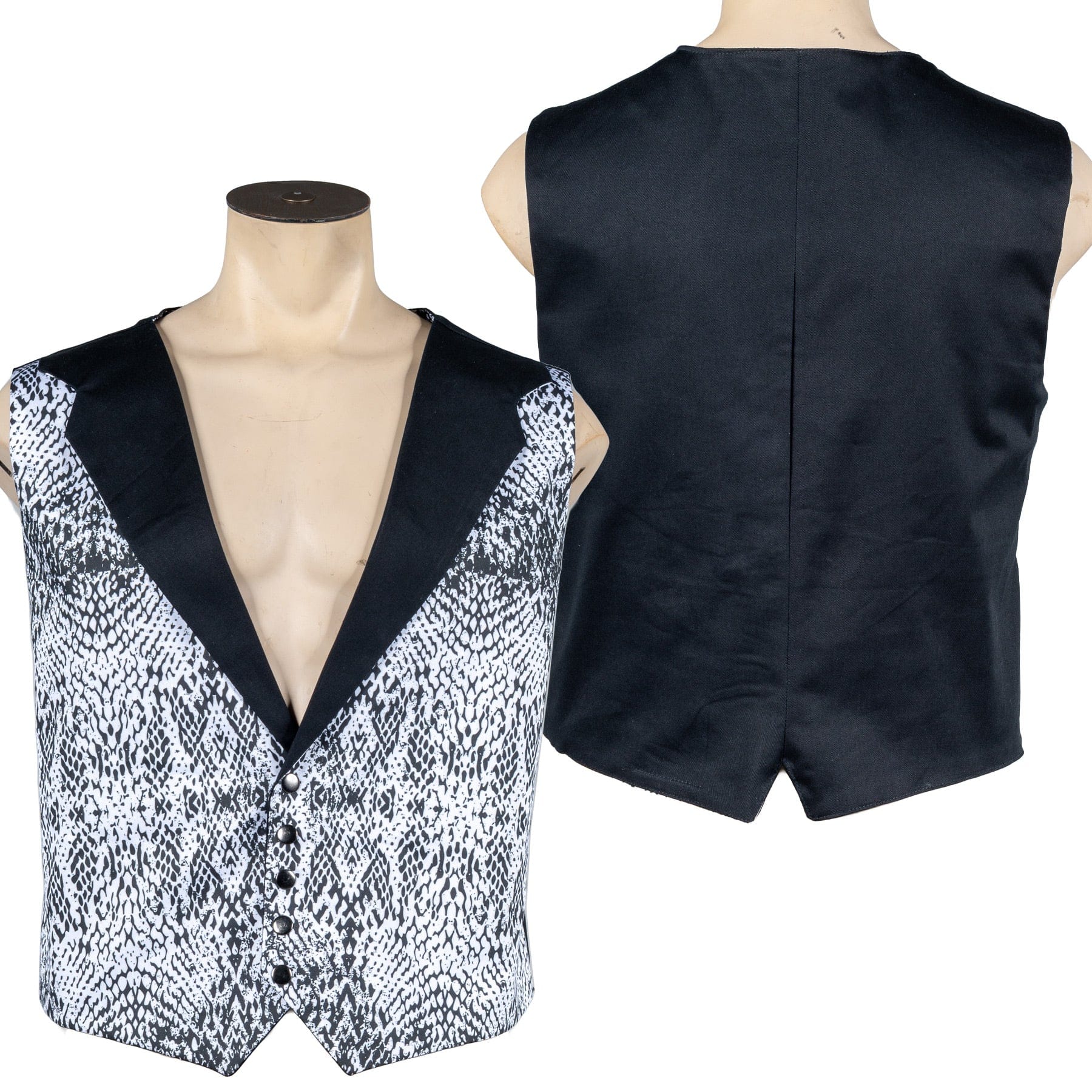 Custom Chop Shop Jacket Wornstar Custom Vest - White Snake Print Reversible - Ready to Ship Size XL