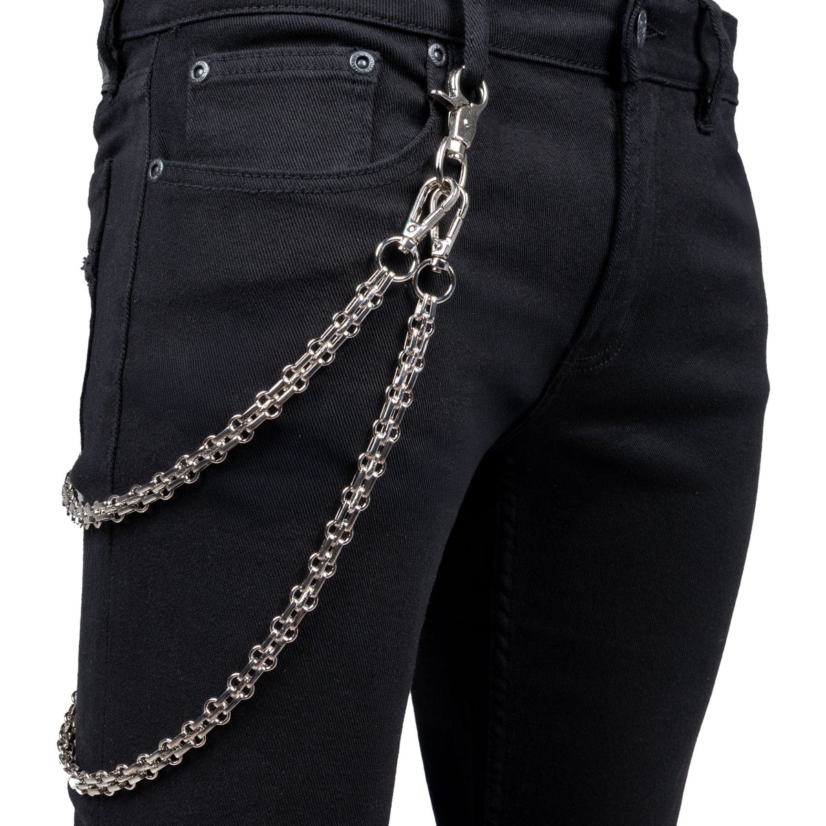 Custom Chop Shop Accessory Wornstar Custom Wallet Chain - Handmade Double Chain - Silver Tone