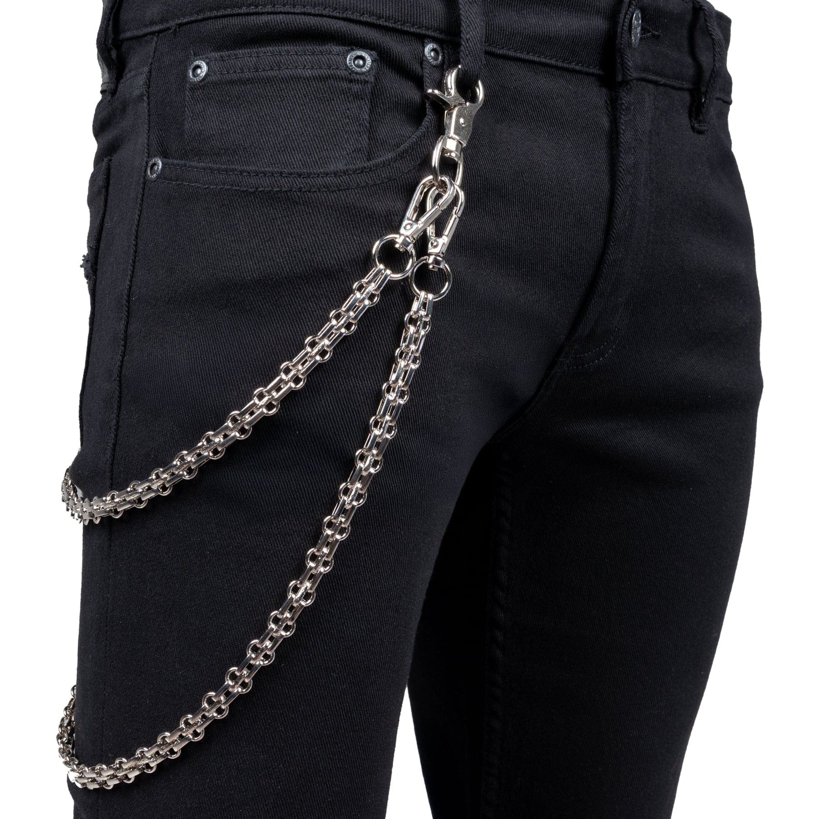 Custom Chop Shop Accessory Wornstar Custom Wallet Chain - Handmade Double Chain - Silver Tone