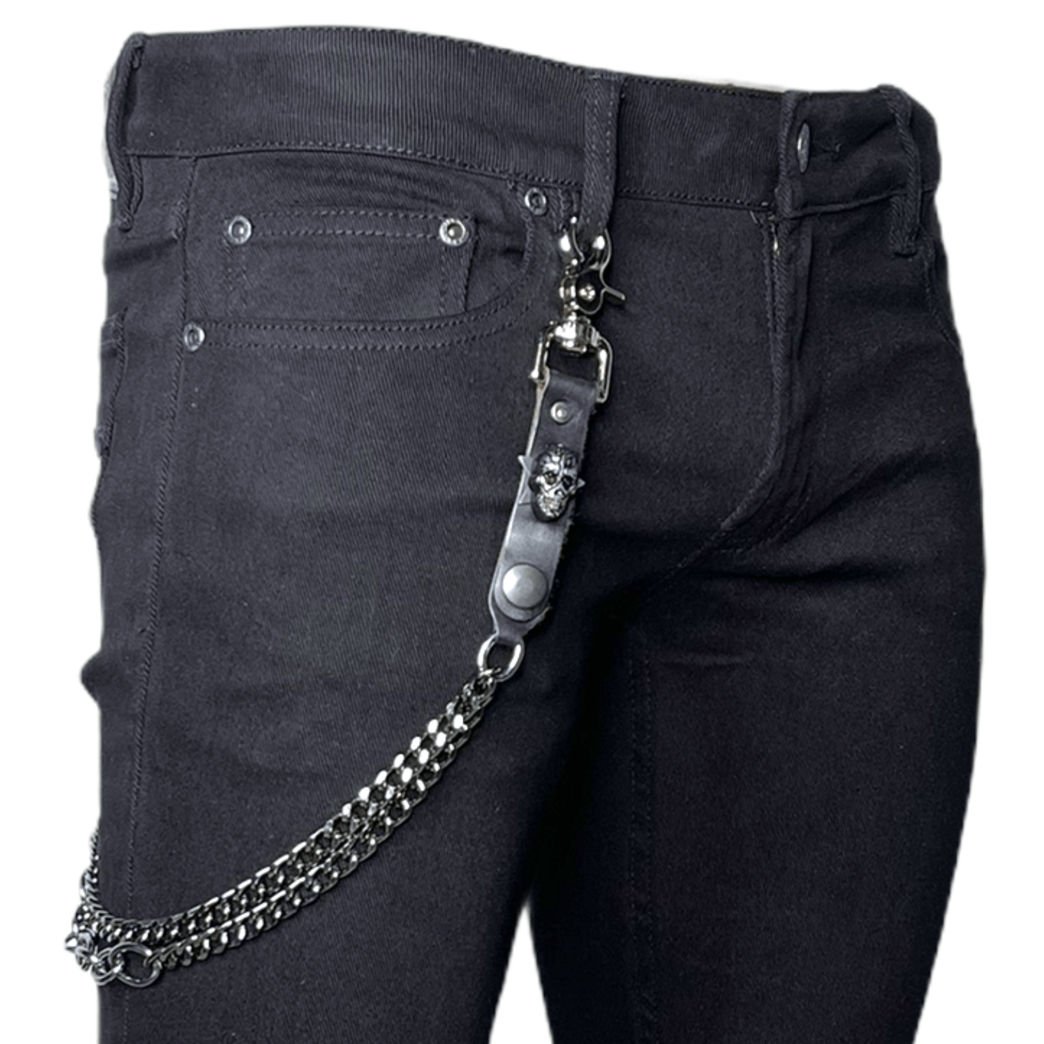 Custom Chop Shop Accessory Wornstar Custom Wallet Chain - Leather Top with Metal Skull