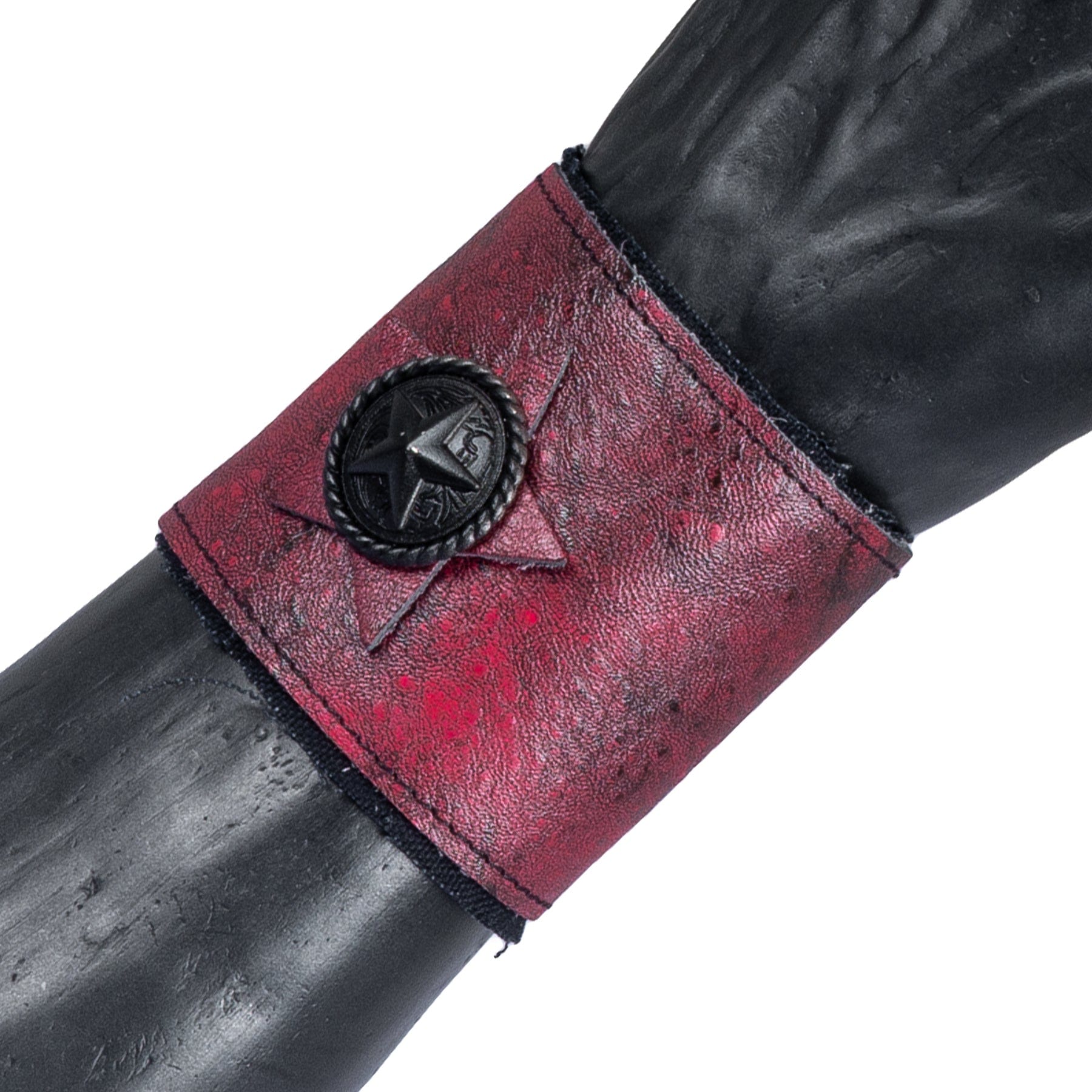 Custom Chop Shop Accessory Wornstar Custom - Wristband Leather Cuff - Black Metal Star