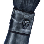 Custom Chop Shop Accessory Wornstar Custom Wristband Leather Cuff - Black Patchwork Metal Skull