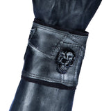 Custom Chop Shop Accessory Wornstar Custom Wristband Leather Cuff - Black Patchwork Metal Skull