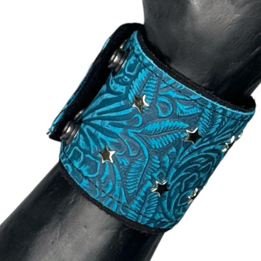 Custom Chop Shop Accessory Wornstar Custom - Wristband Leather Cuff - Blue - Duplex