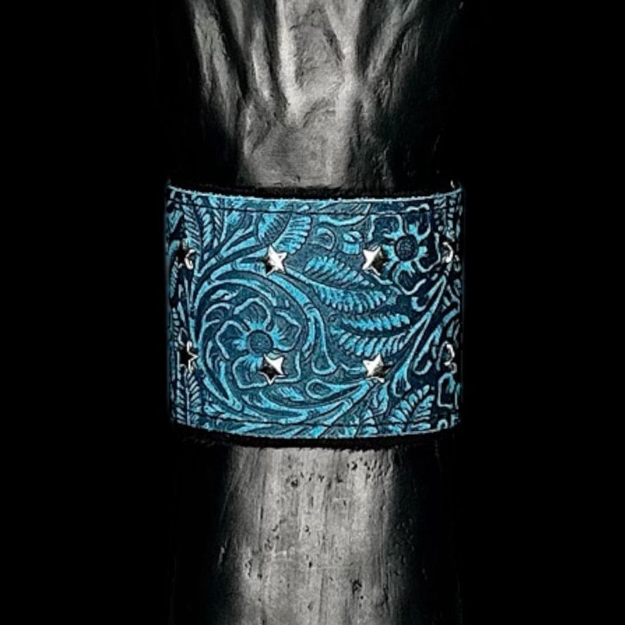 Custom Chop Shop Accessory Wornstar Custom - Wristband Leather Cuff - Blue - Duplex