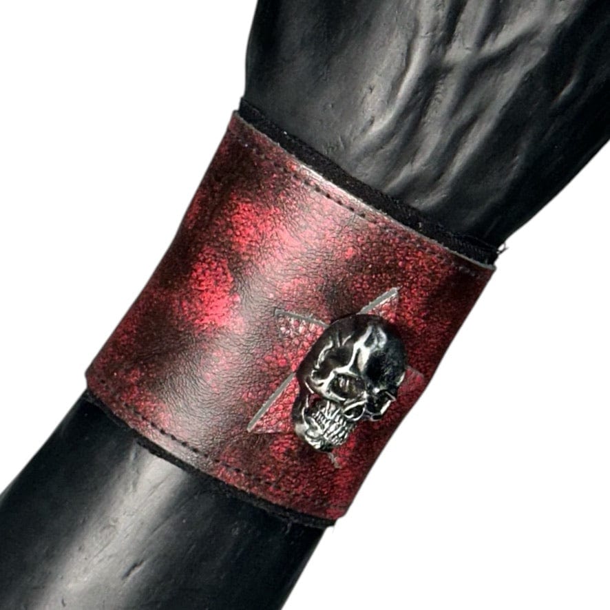 Custom Chop Shop Accessory Wornstar Custom - Wristband Leather Cuff - Crimson Skull