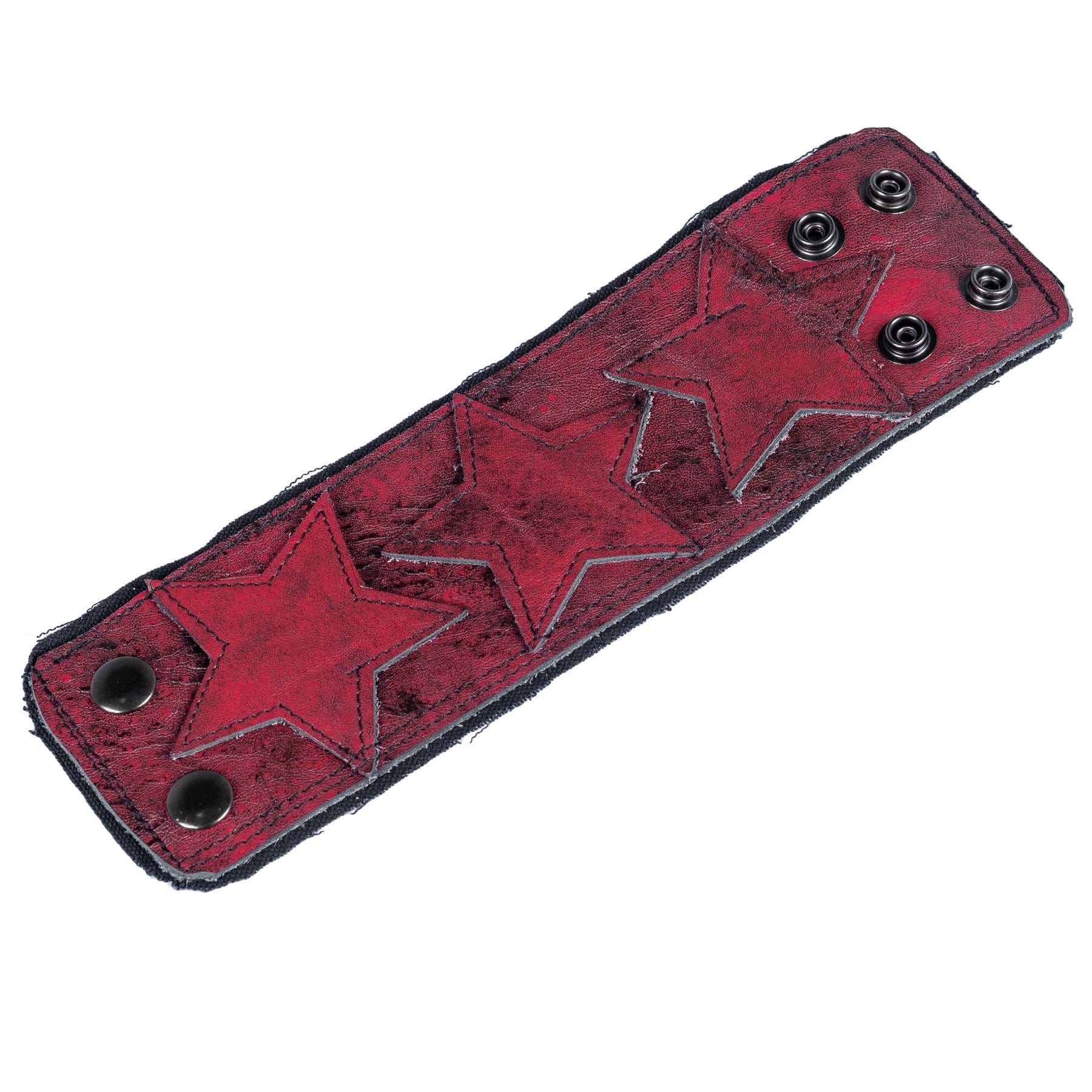 Custom Chop Shop Accessory Wornstar Custom - Wristband Leather Cuff - Crimson Stars