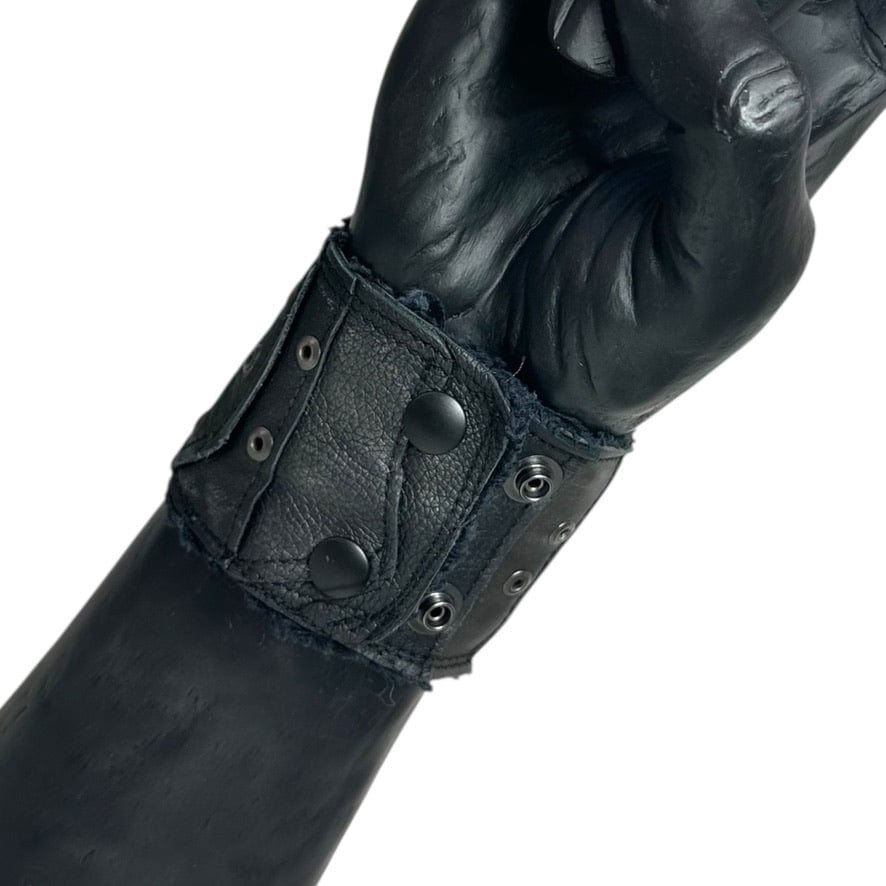 Custom Chop Shop Accessory Wornstar Custom Wristband Leather Cuff - Distressed Black with Studs - Ready to Ship