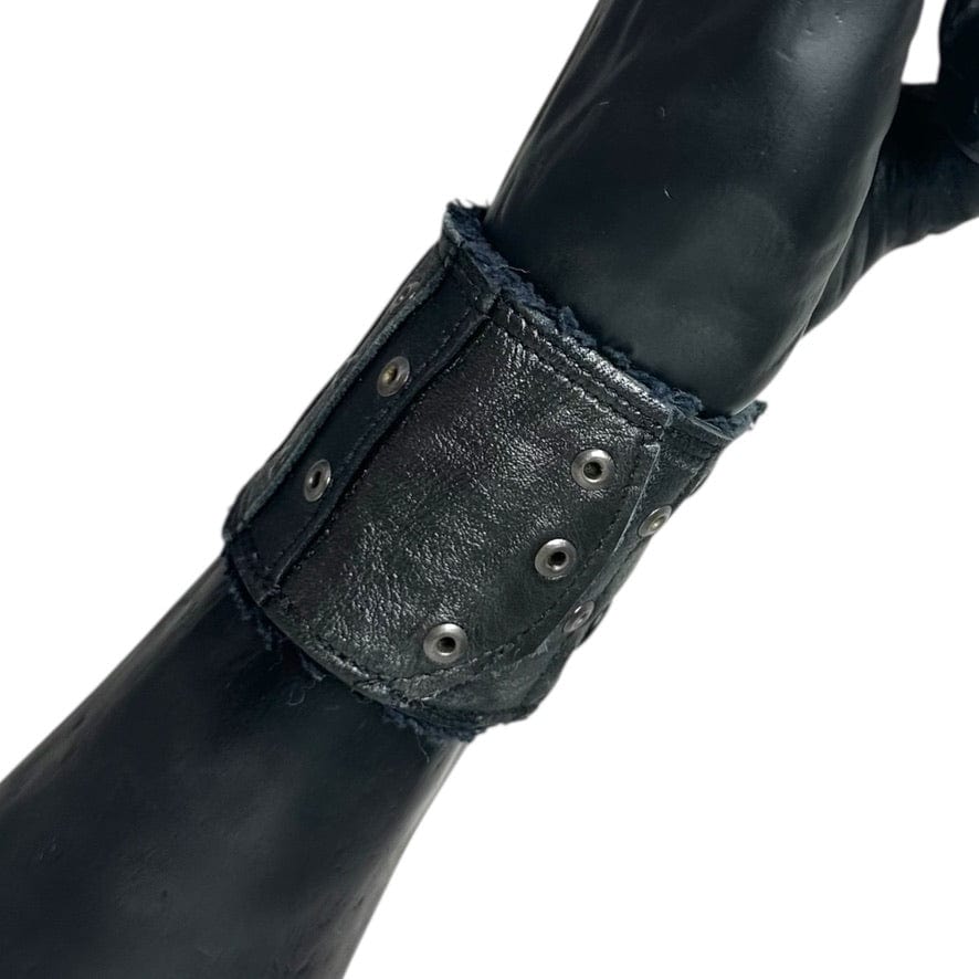 Custom Chop Shop Accessory Wornstar Custom Wristband Leather Cuff - Distressed Black with Studs - Ready to Ship
