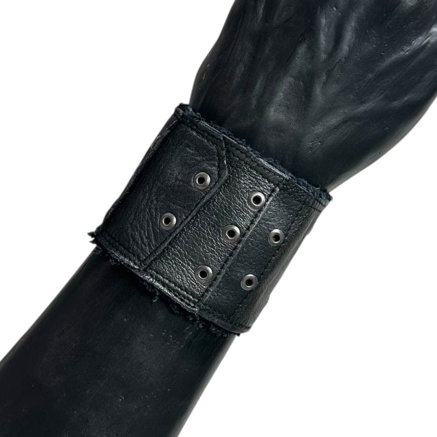 Custom Chop Shop Accessory Wornstar Custom Wristband Leather Cuff - Distressed Black with Studs - Ready to Ship