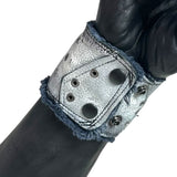 Custom Chop Shop Accessory Wornstar Custom Wristband Leather Cuff - Distressed White with Metal Skull - Ready to Ship