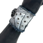 Custom Chop Shop Accessory Wornstar Custom Wristband Leather Cuff - Distressed White with Metal Skull - Ready to Ship