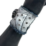 Custom Chop Shop Accessory Wornstar Custom Wristband Leather Cuff - Distressed White with Metal Skull - Ready to Ship