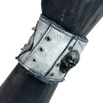 Custom Chop Shop Accessory Wornstar Custom Wristband Leather Cuff - Distressed White with Metal Skull - Ready to Ship