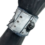Custom Chop Shop Accessory Wornstar Custom Wristband Leather Cuff - Distressed White with Metal Skull - Ready to Ship